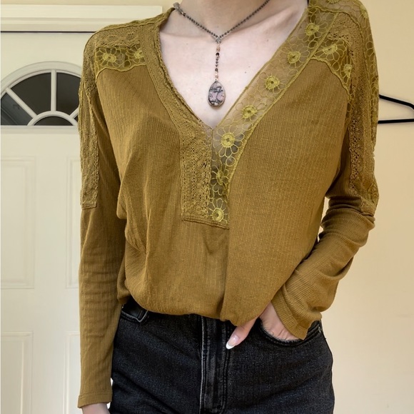 Free People Tops - Free People Alchemy Mustard Long-Sleeve Top